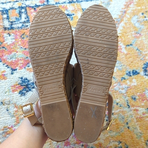 Kaanas Montpellier Leather Open Toe Sling Back Braided Espadrille Wedge Sandal 8 - Picture 15 of 16